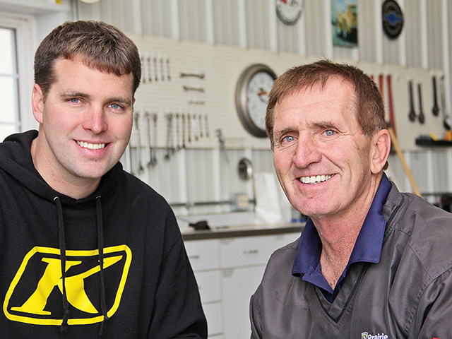 Zach (left) and Dean Adams work year-round to communicate on a regular basis with their nearly 35 landowners and farm managers. (Progressive Farmer photo by Des Keller)